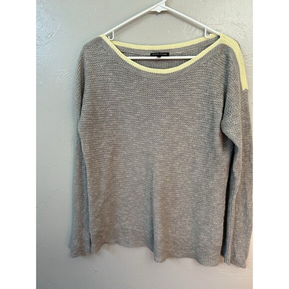 $118 Eileen Fisher Small Boxy Gray Linen Cotton Knit Woven Pullover Sweater Top - Picture 1 of 5